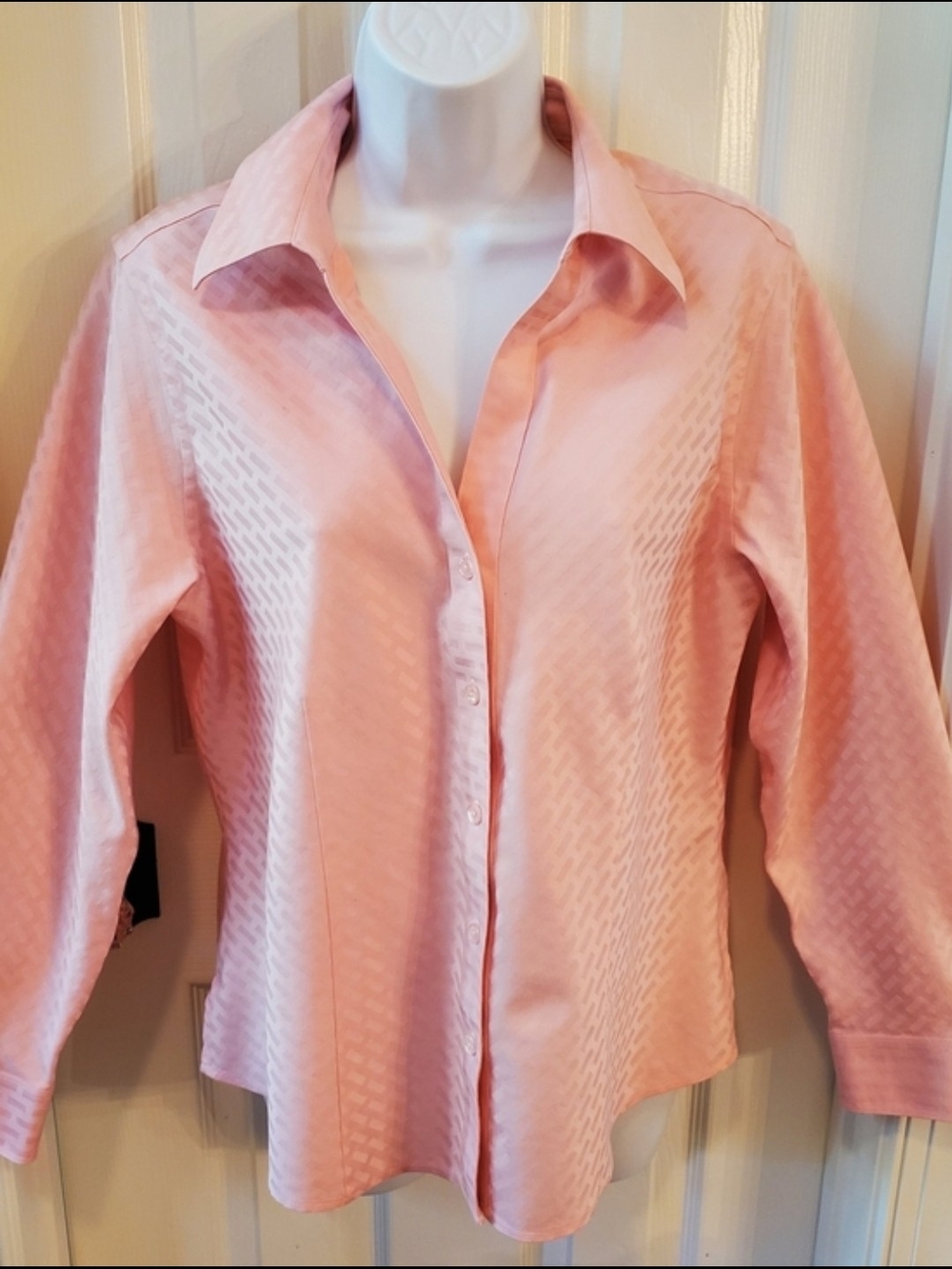 Christine Investment Pieces Gold Label Pink Button Up Shirt 12 Petite Cotton